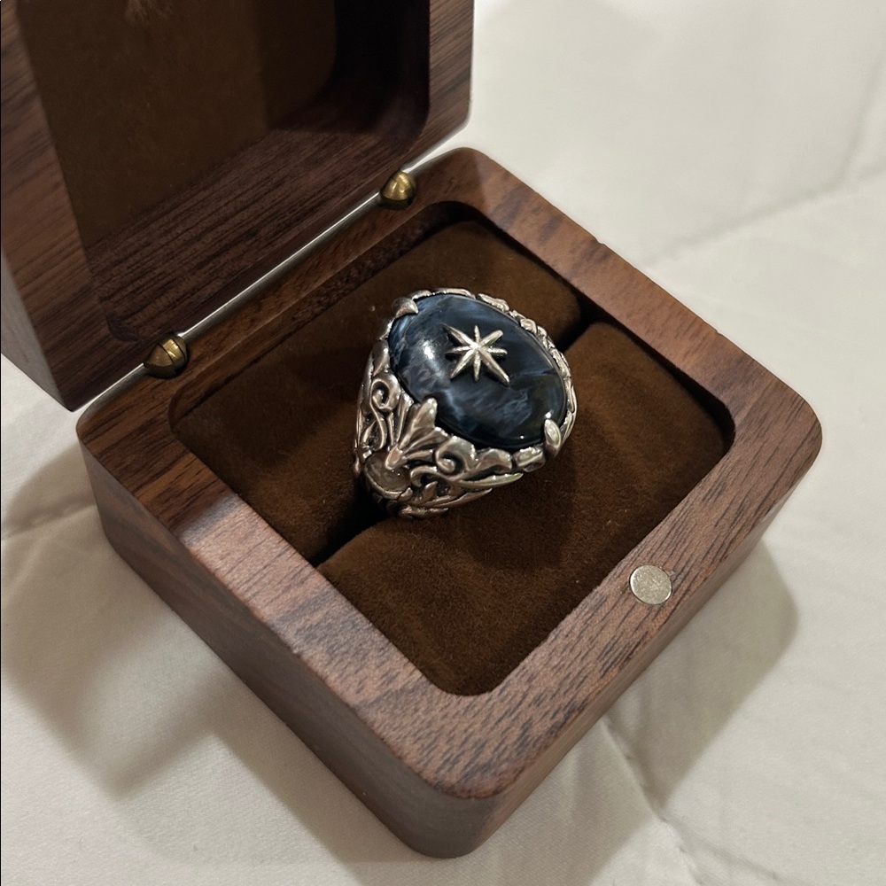 CLOCKS + COLOURS Seeing Stars x Blue Pietersite Ring - Picture 2 of 6